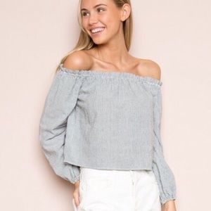 Brandy Melville striped off shoulder top
